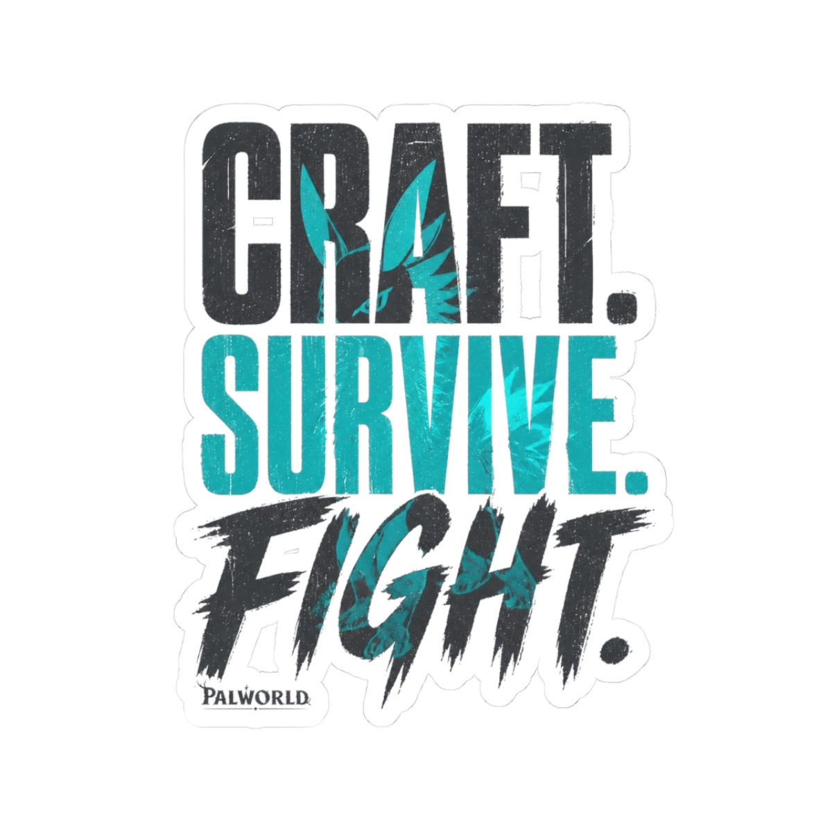 Palworld "Craft. Survive. Fight." Sticker - alternate angle 1, merchandise