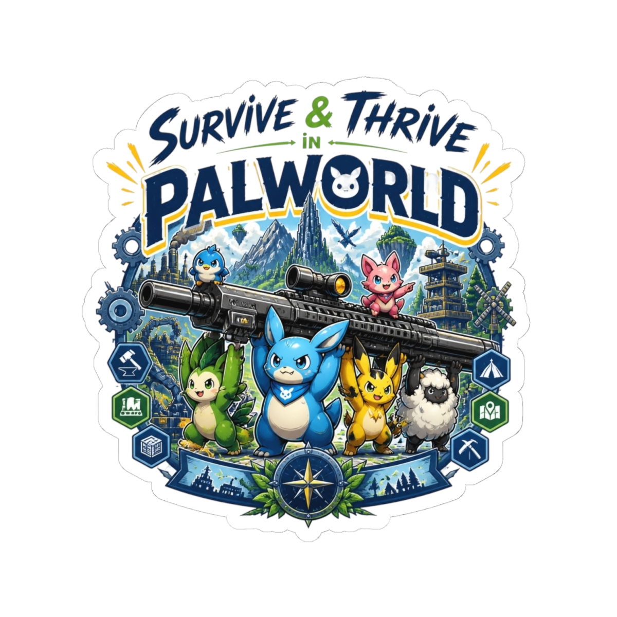 Palworld "Survive & Thrive in Palworld" Sticker - alternate angle 5, merchandise